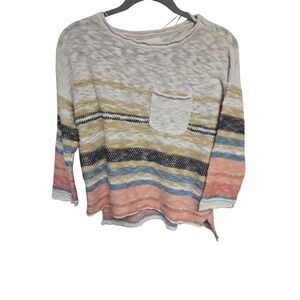 Rip Curl Womens Striped Knit Pullover Top w/ Pocket Casual Boho Comfy